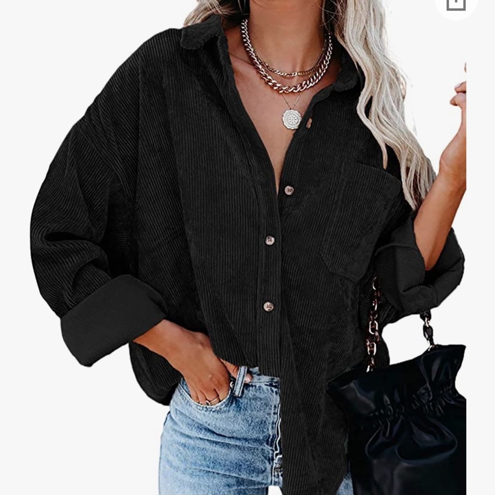 Amazon Corduroy Shirt Long Sleeve Oversized Button Down